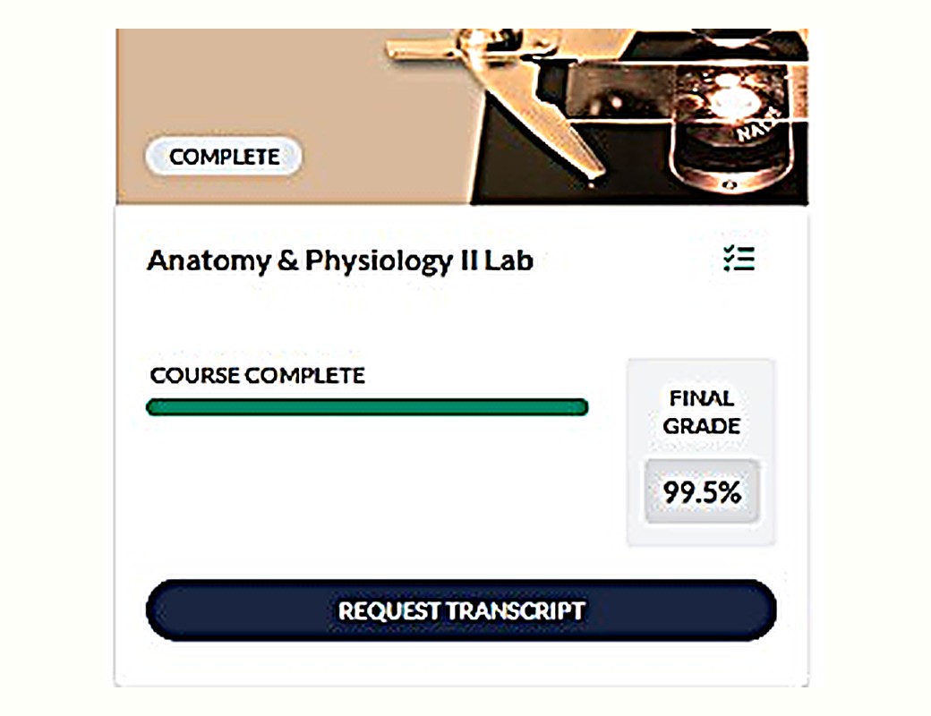 StraighterLine, Anatomy & Physiology II Lab, 99.5%