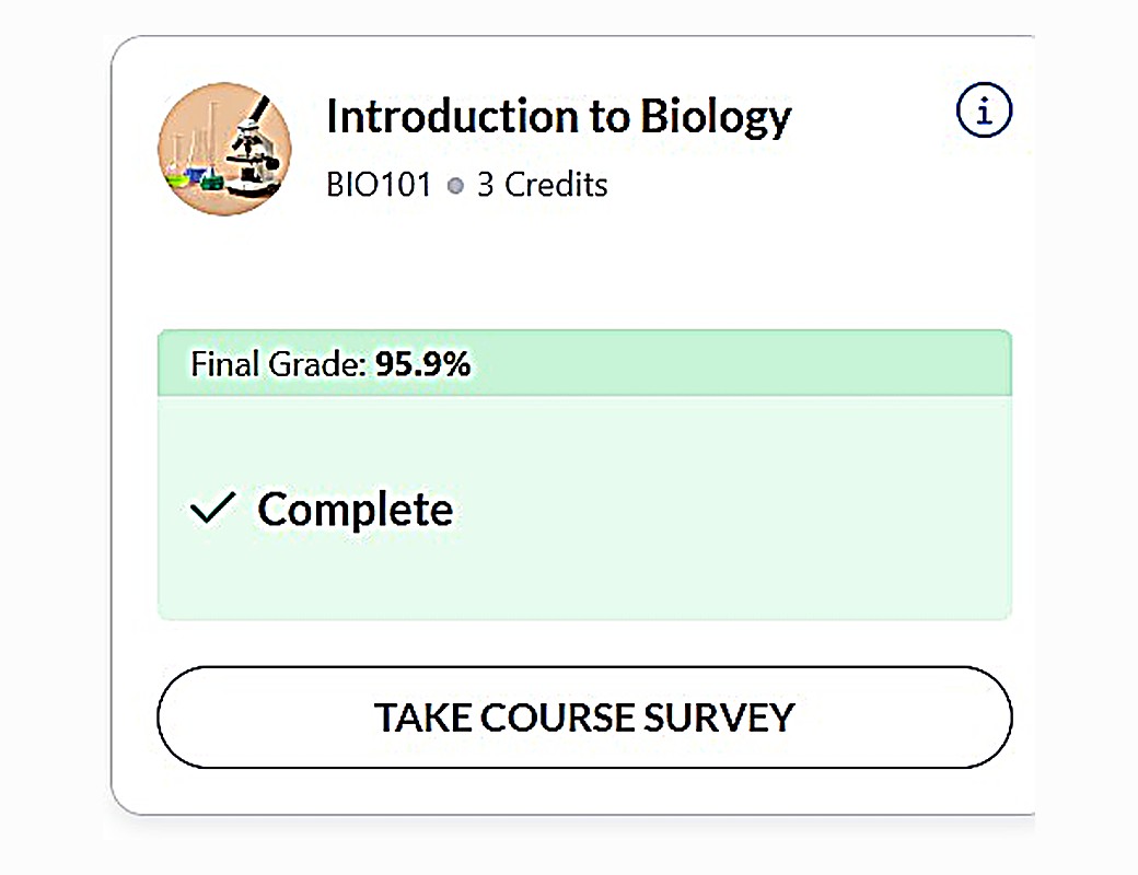 StraighterLine, Introduction to Biology, 95.9%